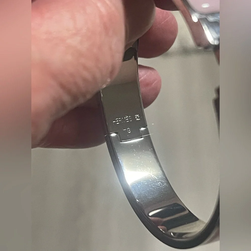 Hermès Clic Clac H Bracelet PM Pink Palladium Enamel Narrow Bangle - Picture 8 of 8